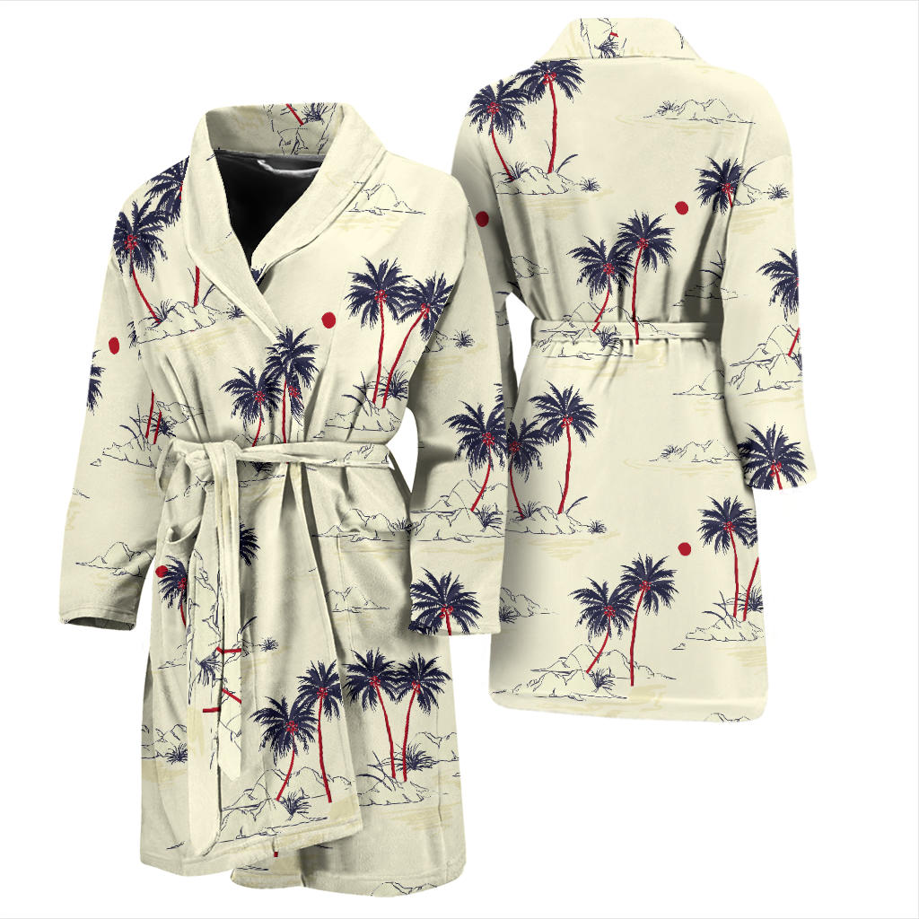 Palm Tree Pattern Print Design PT08 Men Bathrobe