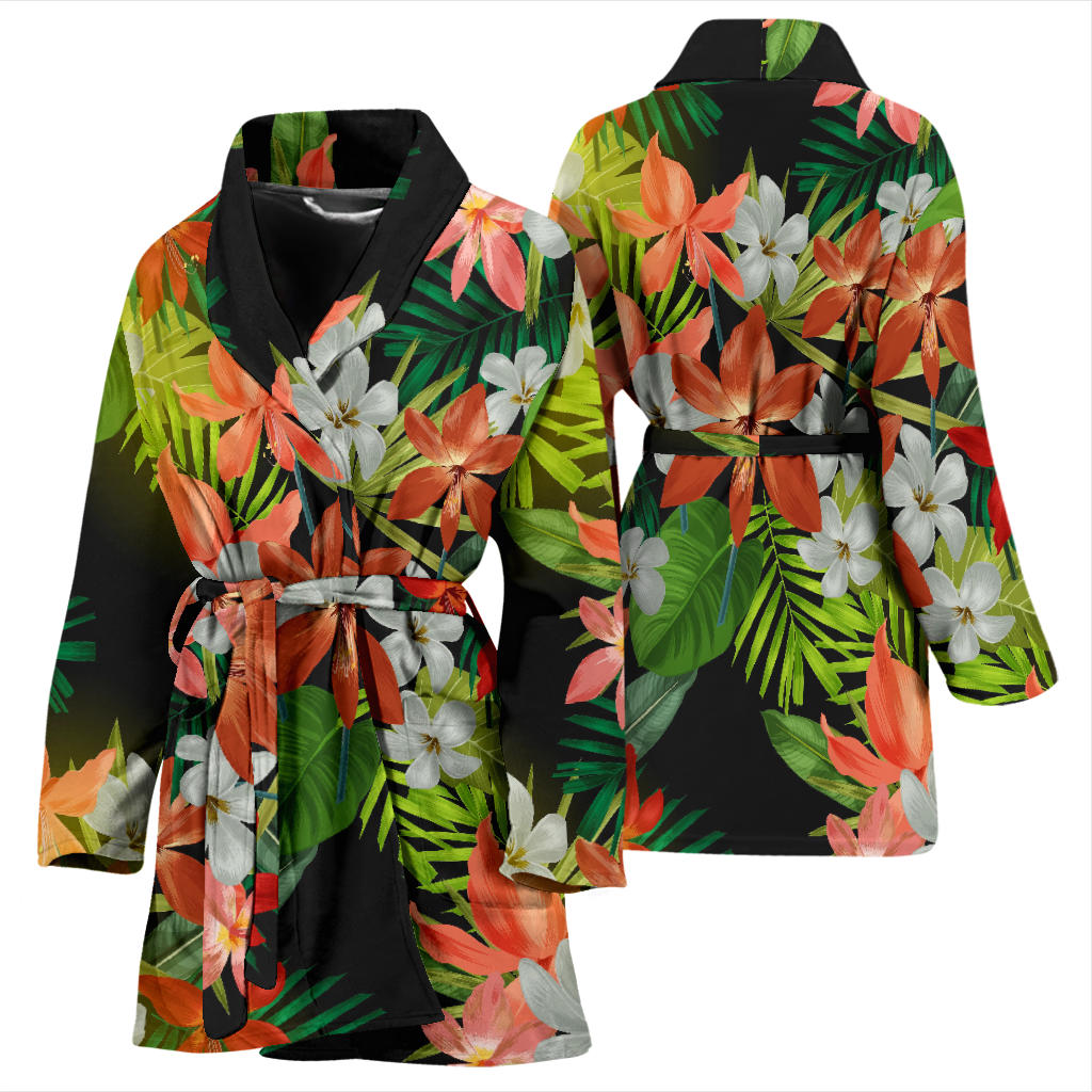Amaryllis Pattern Print Design AL07 Women Bathrobe