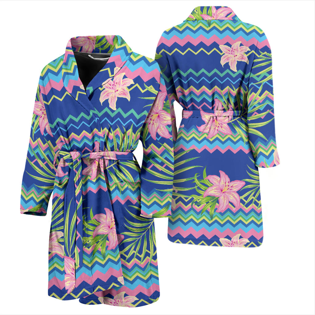 Lily Pattern Print Design LY015 Men Bathrobe