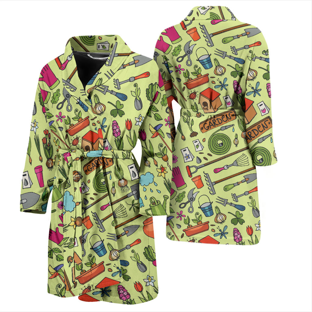 Gardening Pattern Print Design G02 Men Bathrobe
