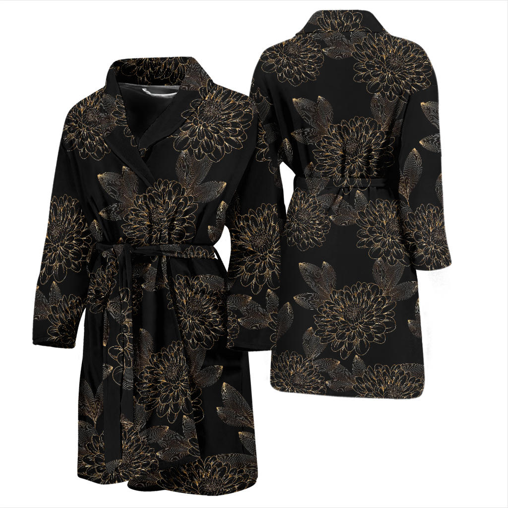 Dahlia Pattern Print Design DH04 Men Bathrobe