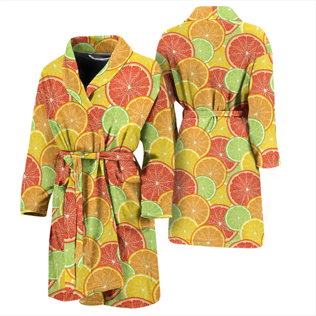 Grapefruit Pattern Print Design GF01 Men Bathrobe