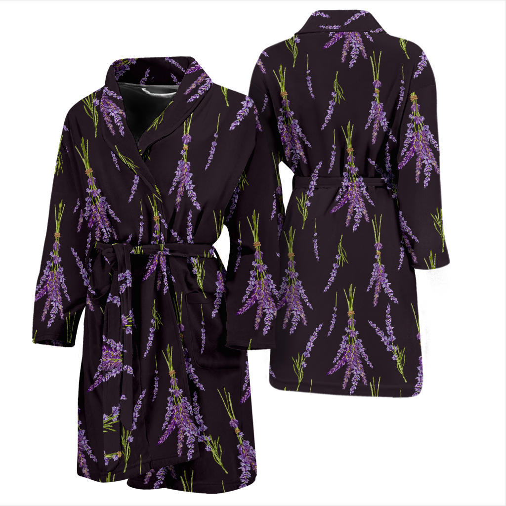 Lavender Pattern Print Design LV05 Men Bathrobe
