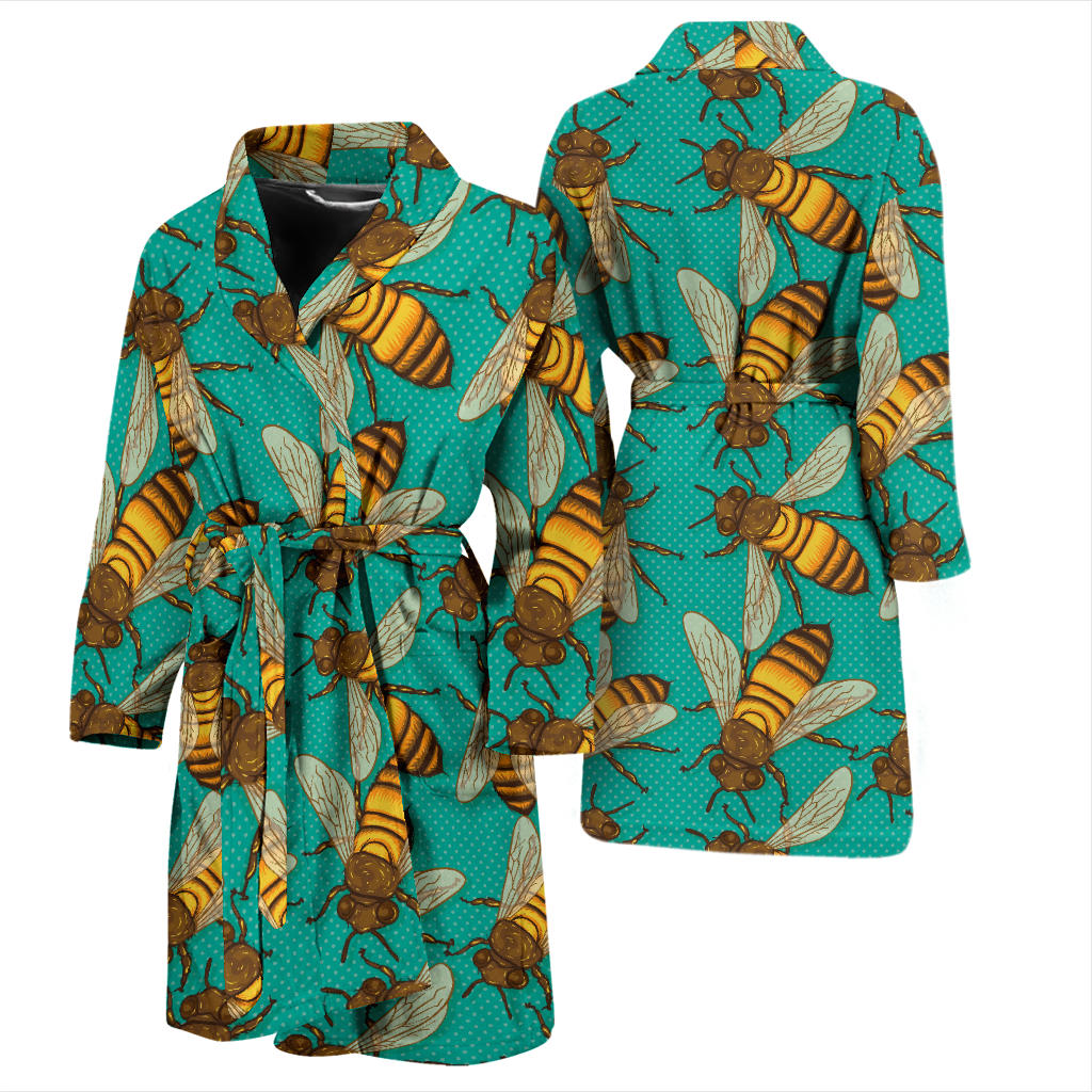Bee Pattern Print Design BEE04 Men Bathrobe