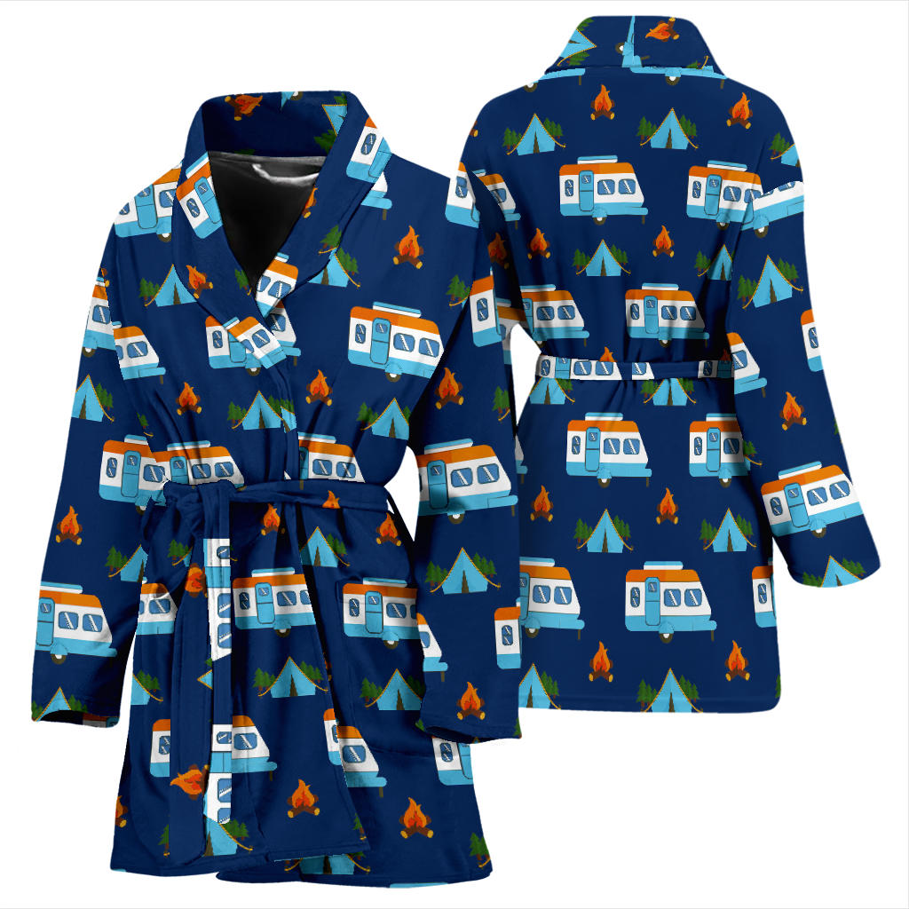 Camper Pattern Camping Themed No 3 Print Women Bathrobe