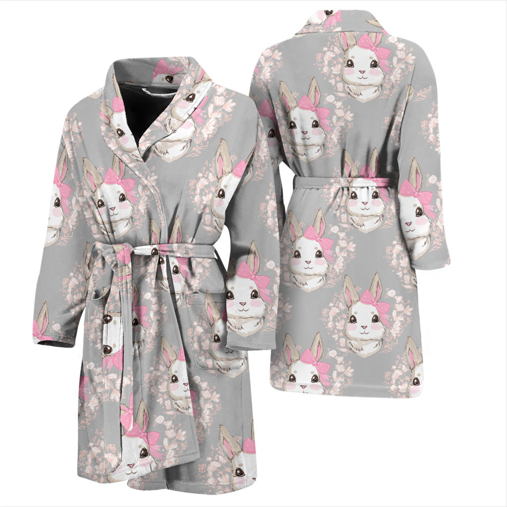 Rabbit Pattern Print Design RB07 Men Bathrobe