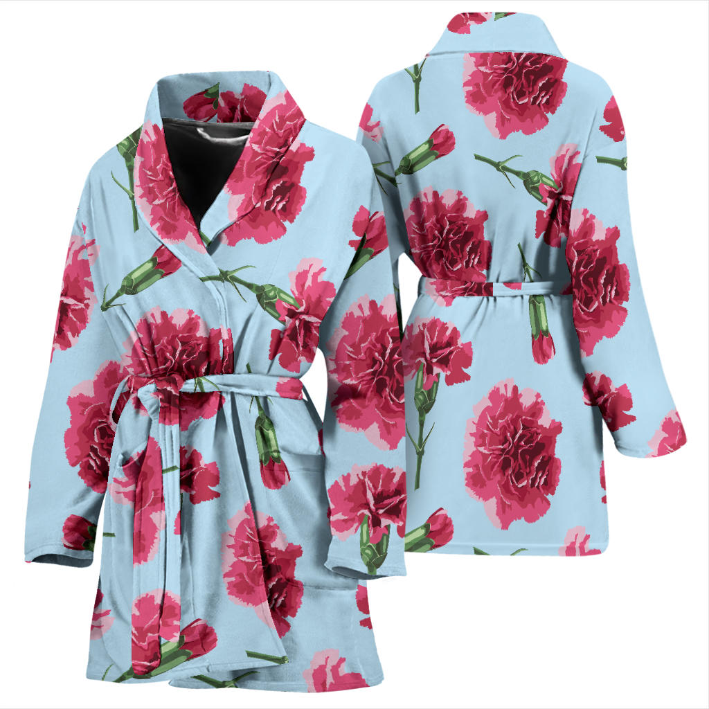 Carnations Pattern Print Design CN01 Women Bathrobe