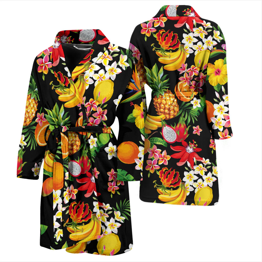 Tropical Fruits Pattern Print Design TF02 Men Bathrobe