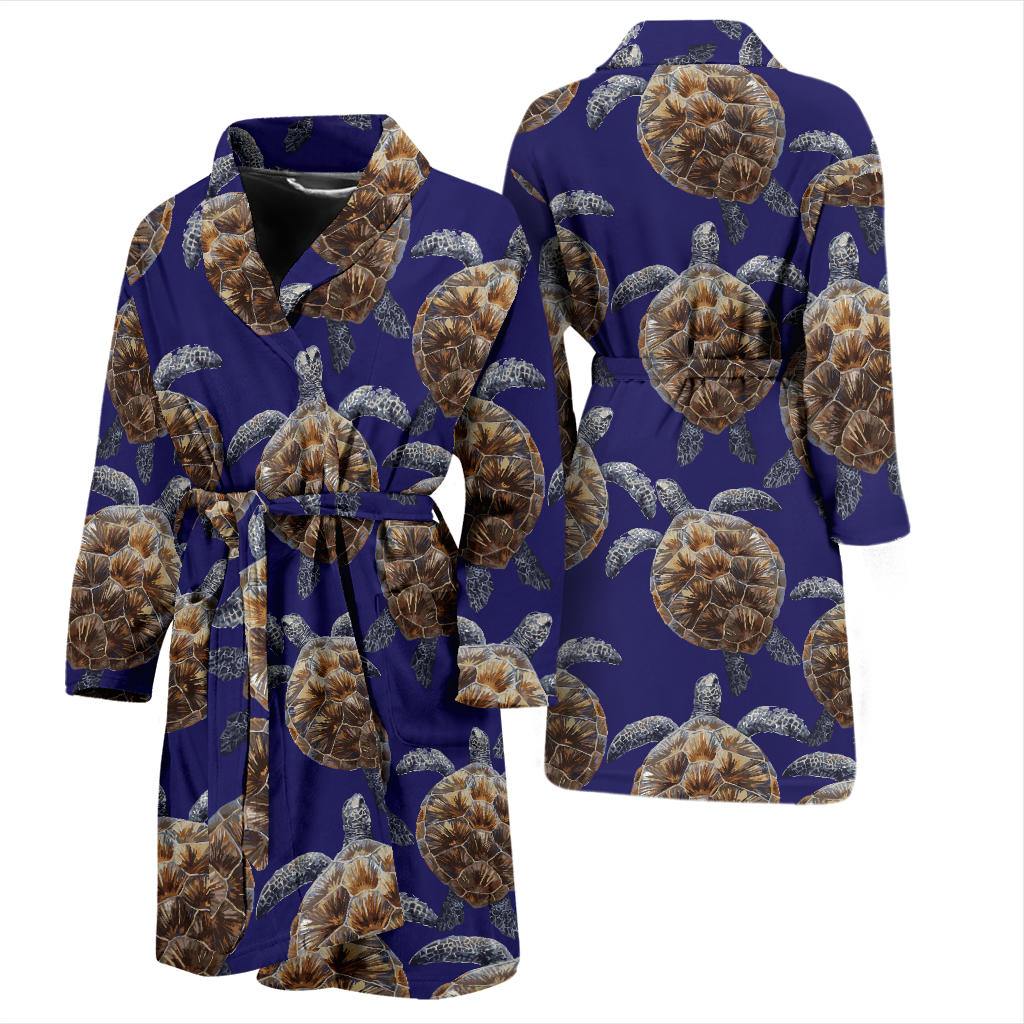 Sea Turtle Pattern Print Design T05 Men Bathrobe