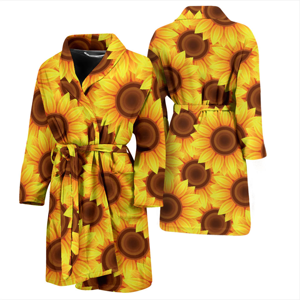 Sunflower Pattern Print Design SF07 Men Bathrobe