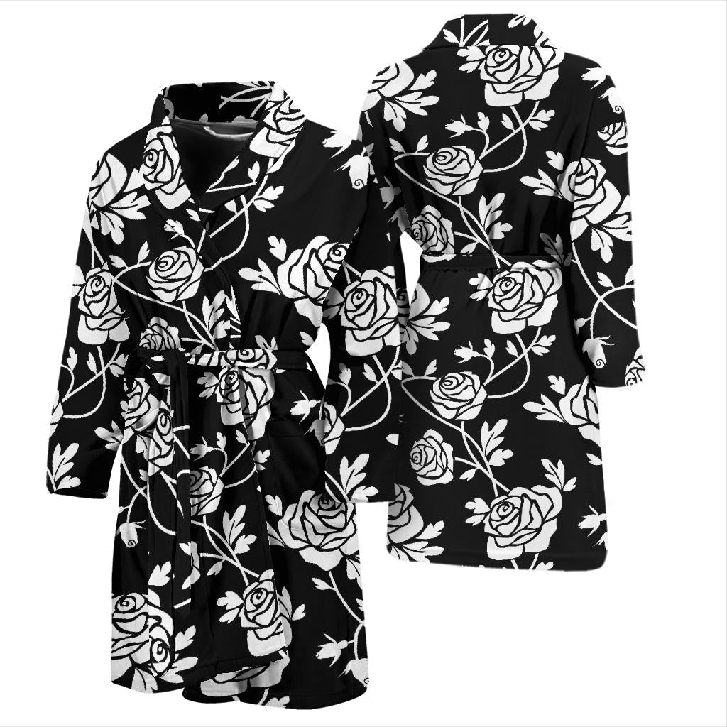Rose Pattern Print Design RO013 Men Bathrobe