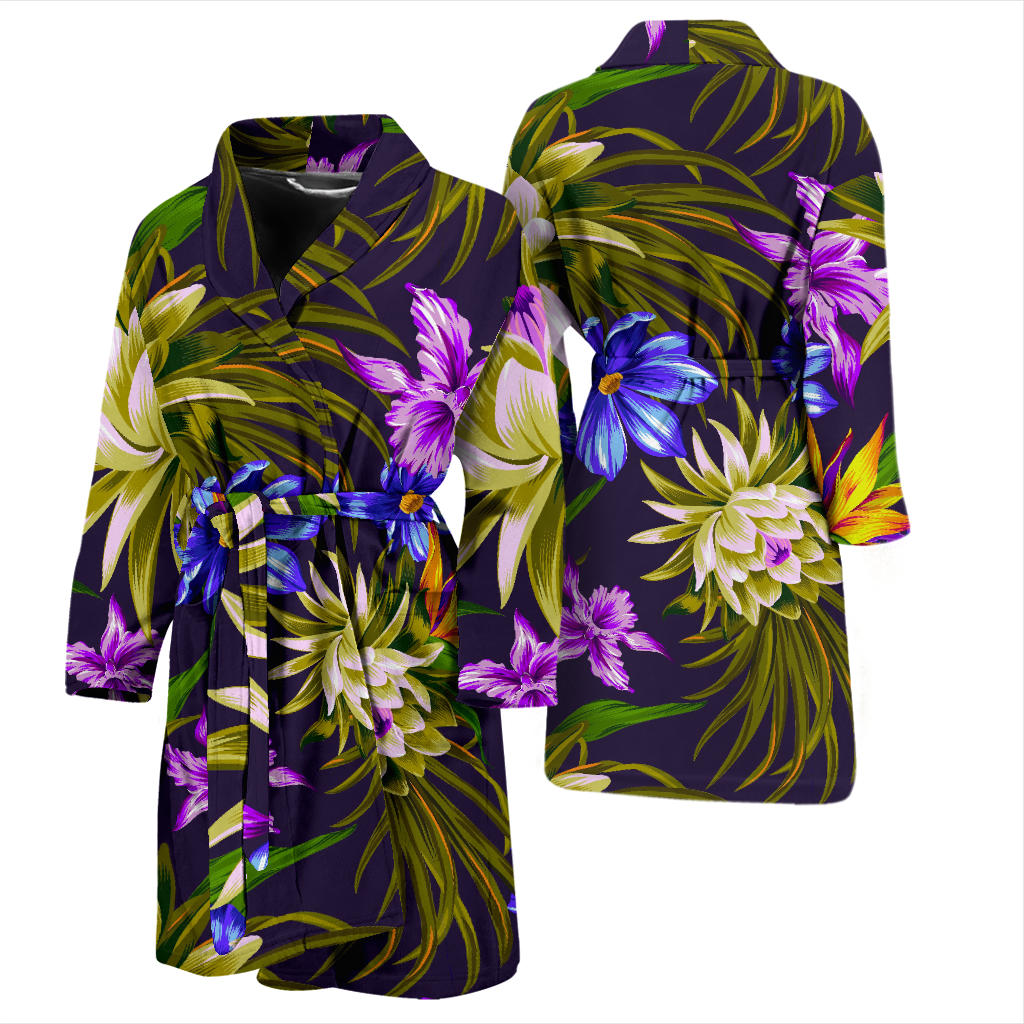 Water Lily Pattern Print Design WL08 Men Bathrobe