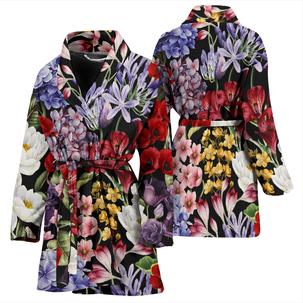 Summer Floral Pattern Print Design SF04 Women Bathrobe