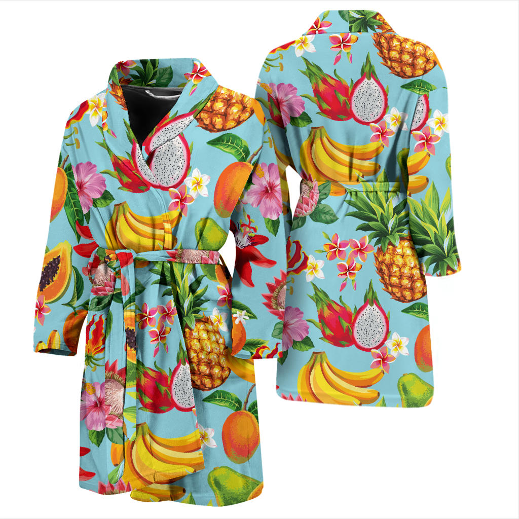Tropical Fruits Pattern Print Design TF01 Men Bathrobe