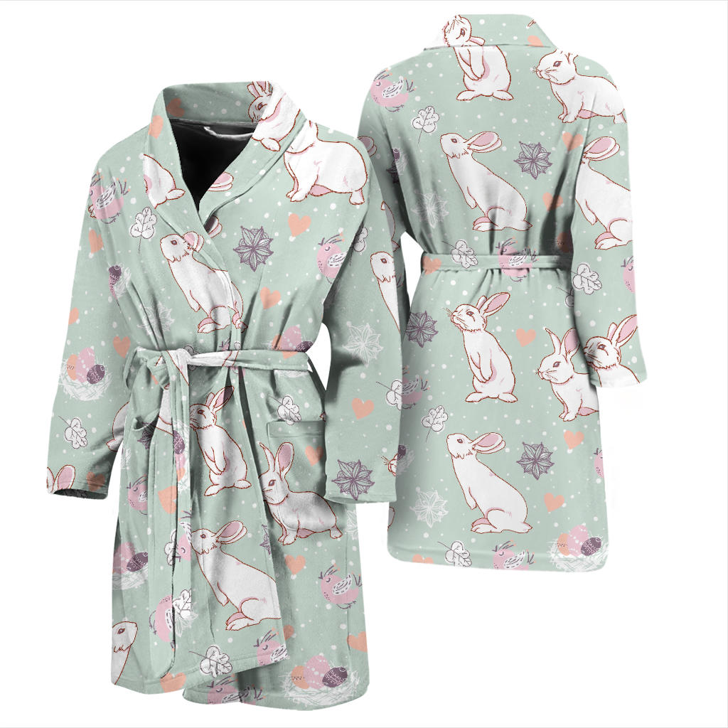 Rabbit Pattern Print Design RB011 Men Bathrobe