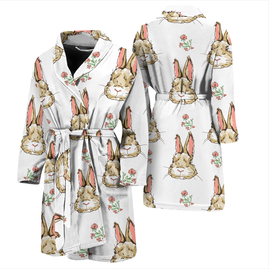 Rabbit Pattern Print Design RB09 Men Bathrobe