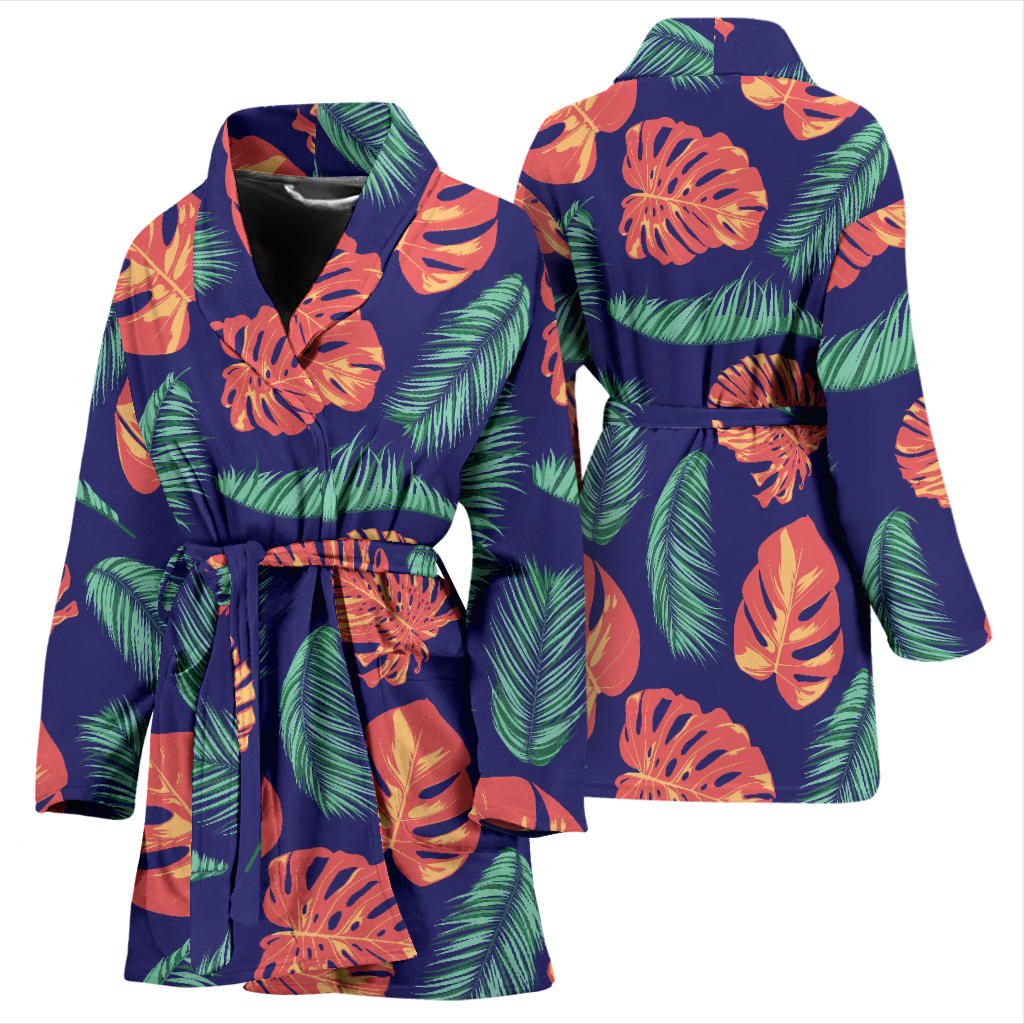 Palm Leaves Pattern Print Design PL011 Women Bathrobe