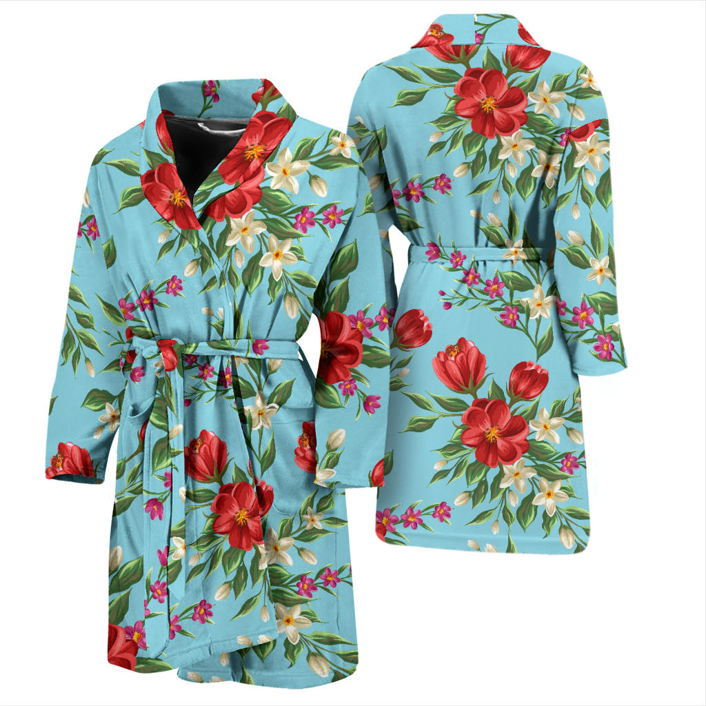 Summer Floral Pattern Print Design SF011 Men Bathrobe