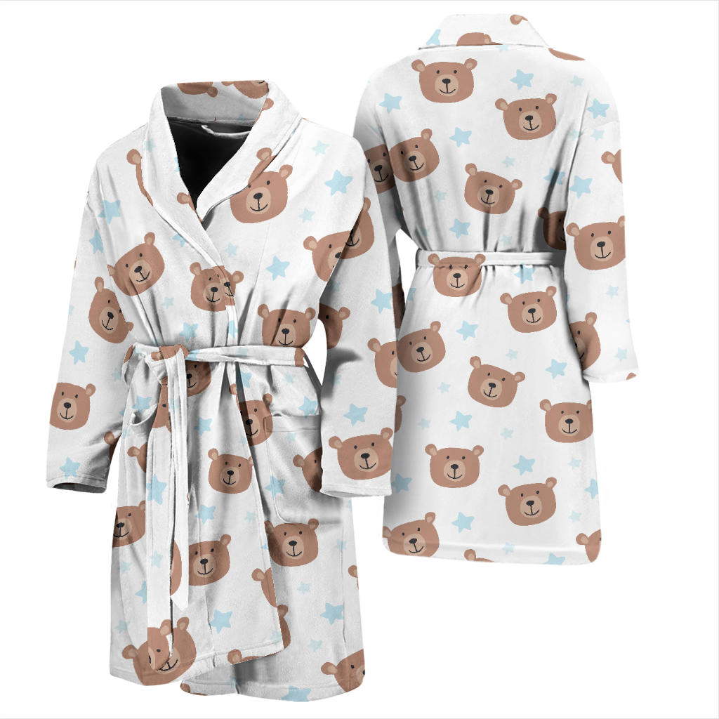 Bear Pattern Print Design BE02 Men Bathrobe