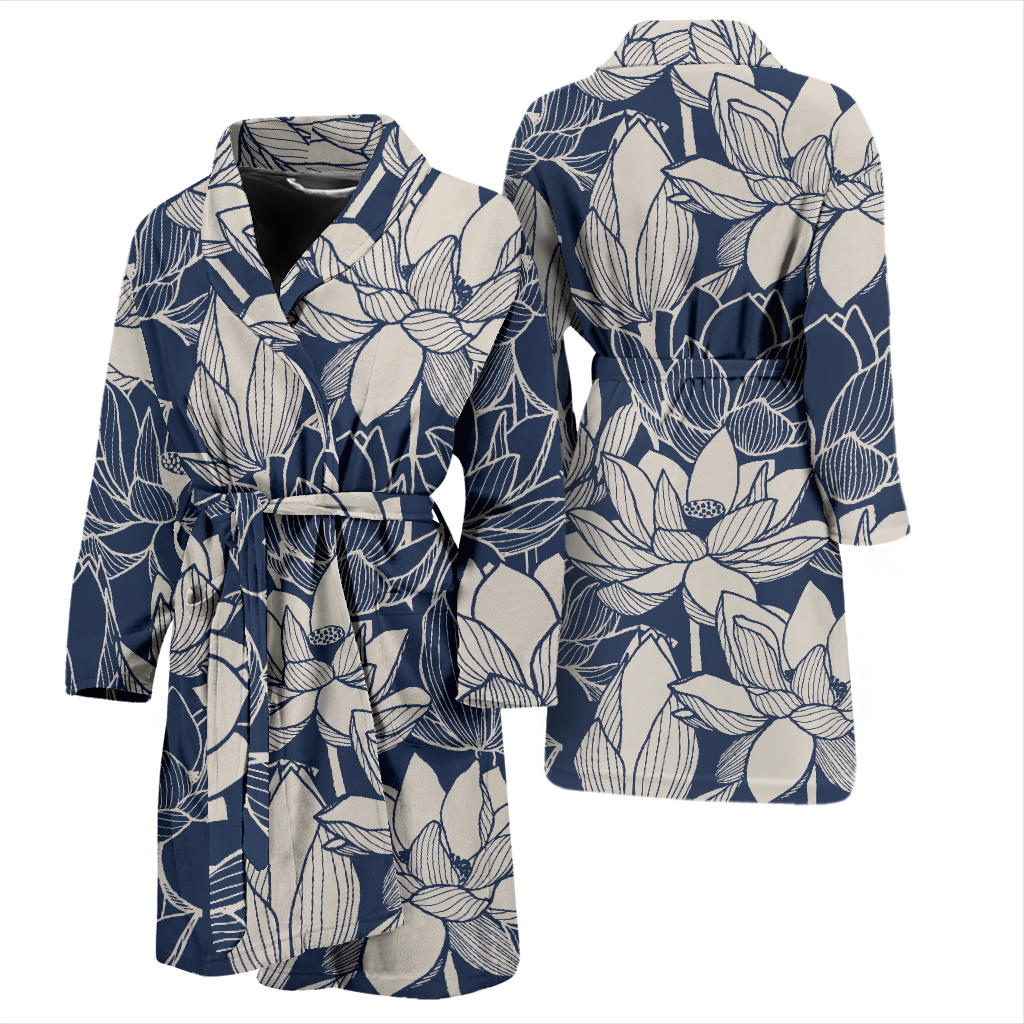 Water Lily Pattern Print Design WL04 Men Bathrobe