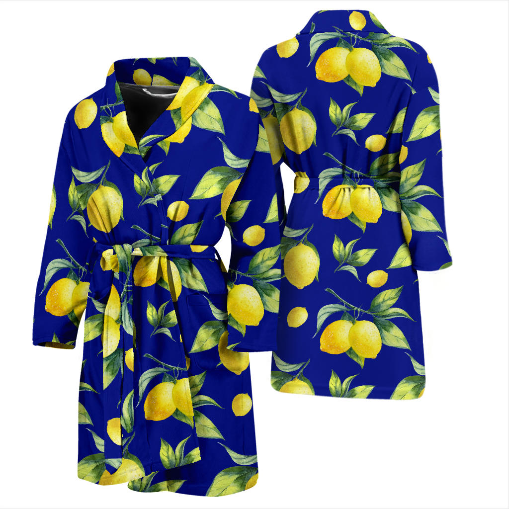 Lemon Pattern Print Design LM06 Men Bathrobe