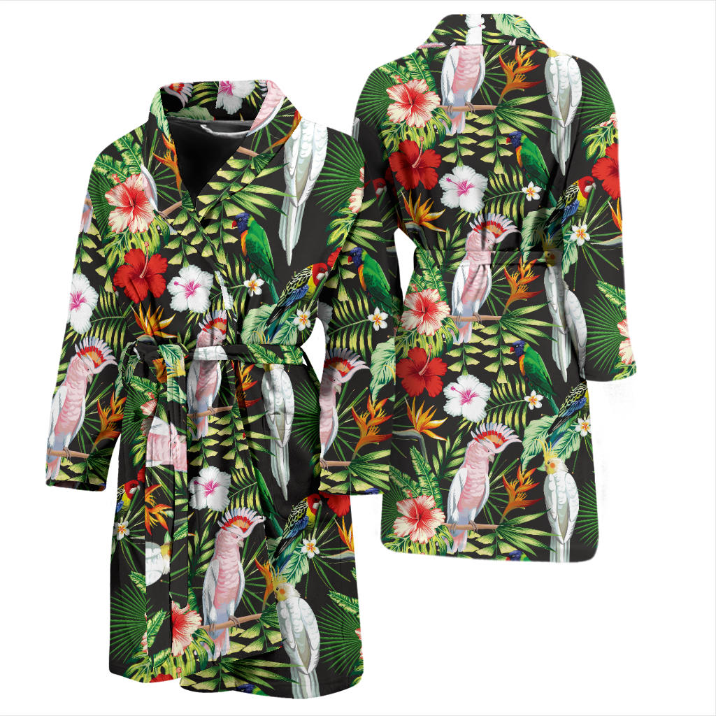 Tropical Flower Pattern Print Design TF03 Men Bathrobe