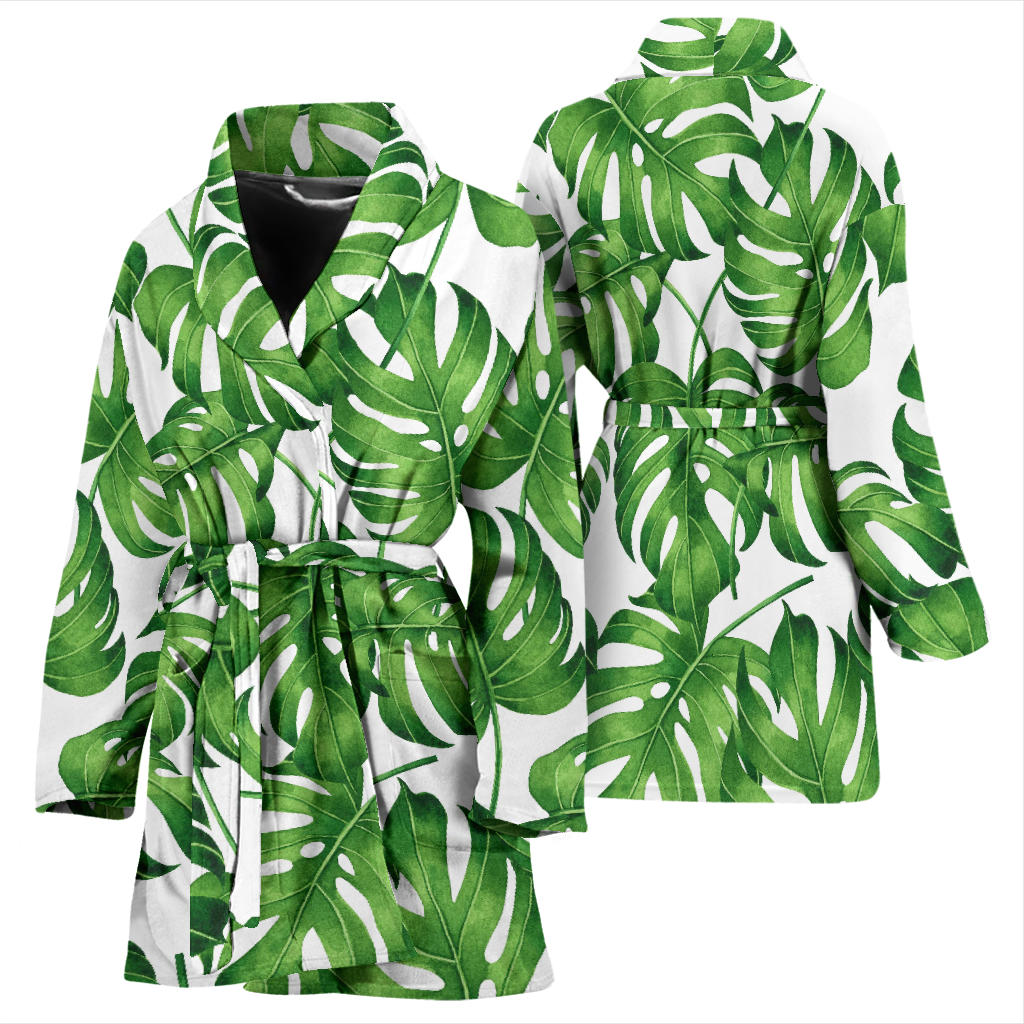 Palm Leaves Pattern Print Design PL08 Women Bathrobe