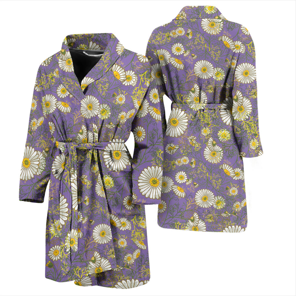 Daisy Pattern Print Design DS011 Men Bathrobe