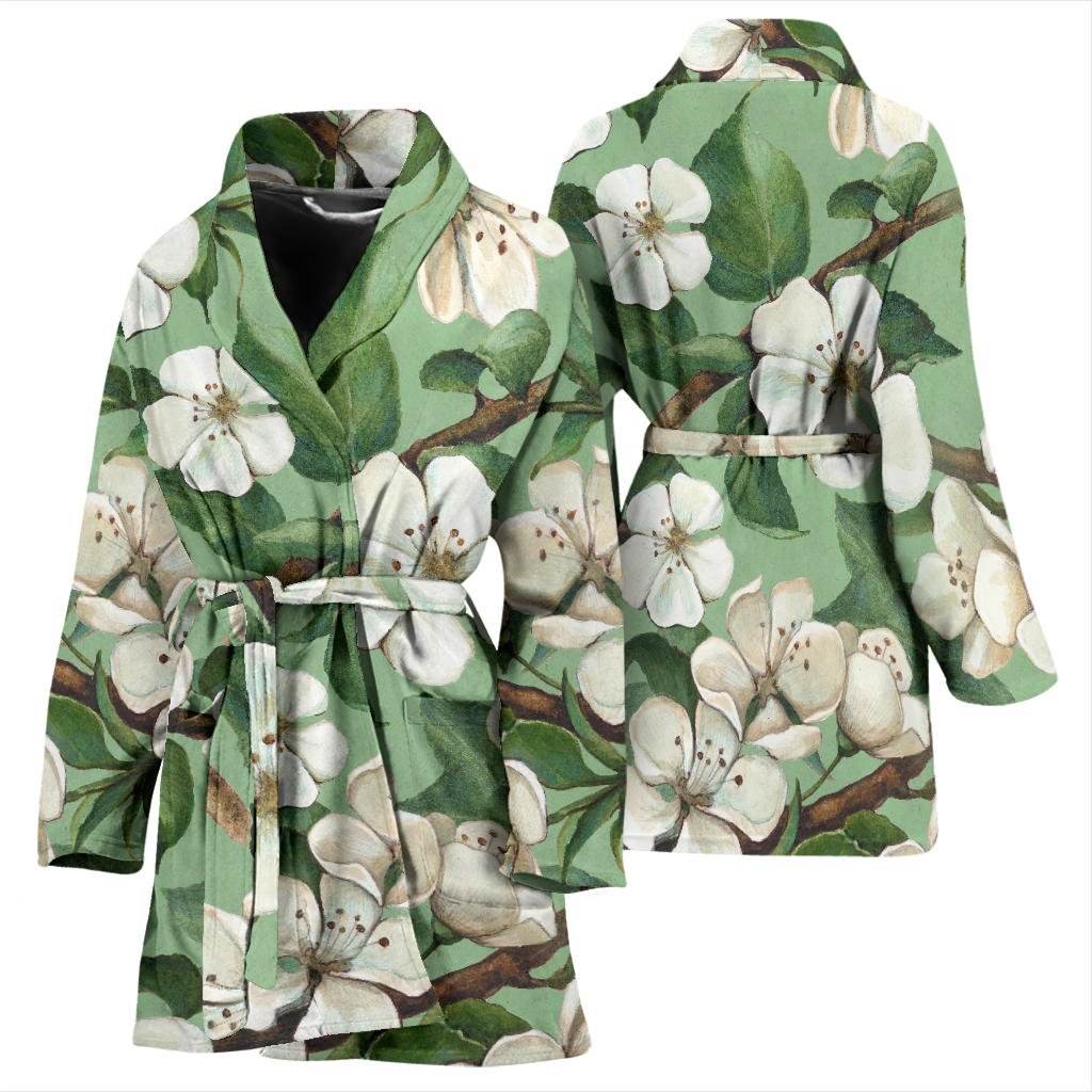 Apple blossom Pattern Print Design AB02 Women Bathrobe