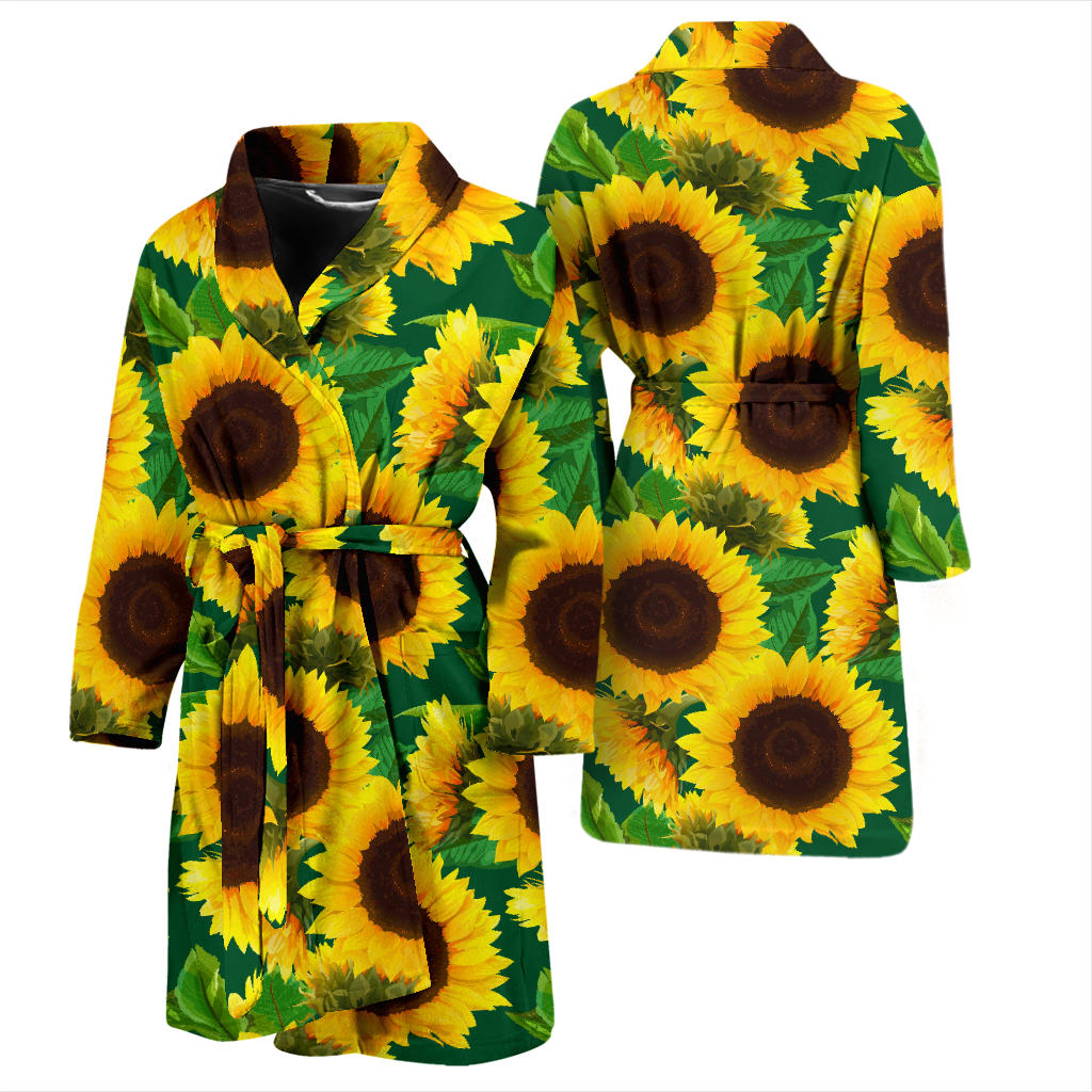 Sunflower Pattern Print Design SF02 Men Bathrobe