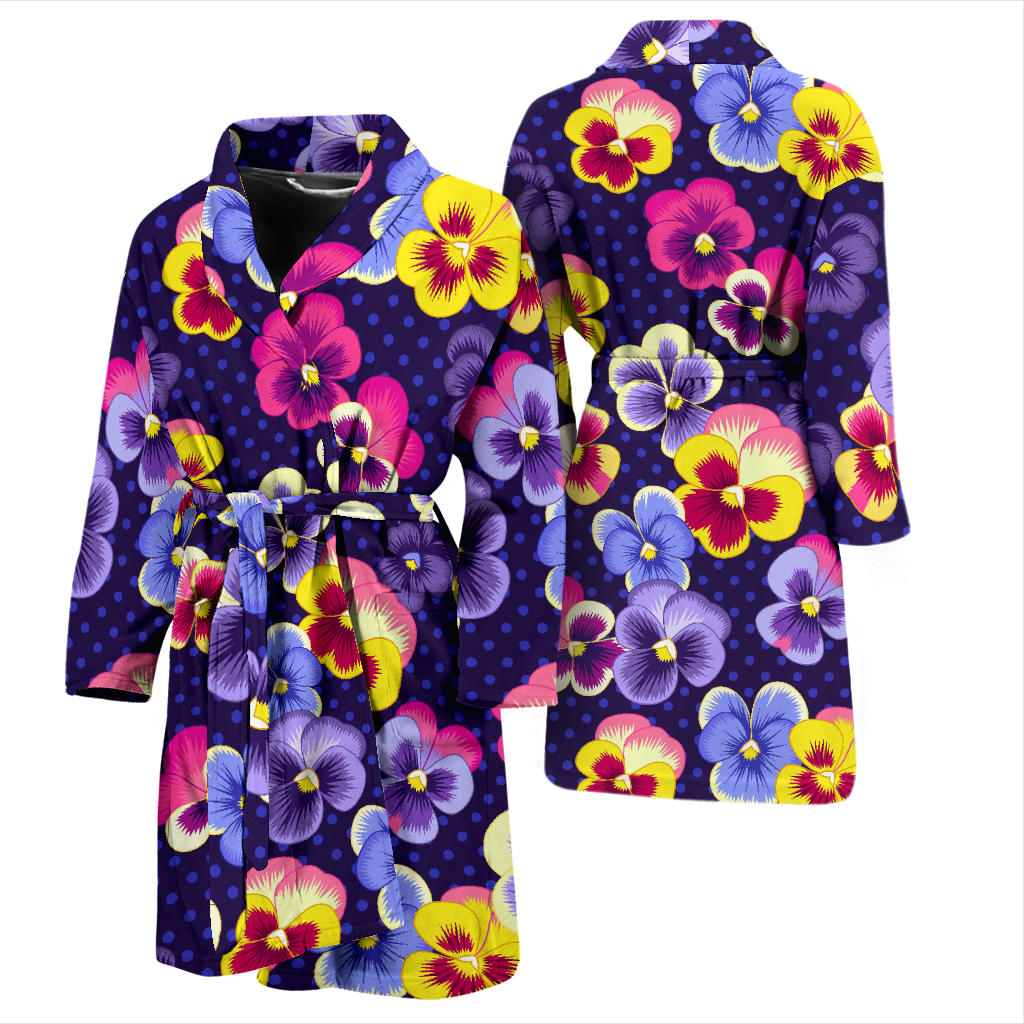 Pansy Pattern Print Design PS04 Men Bathrobe
