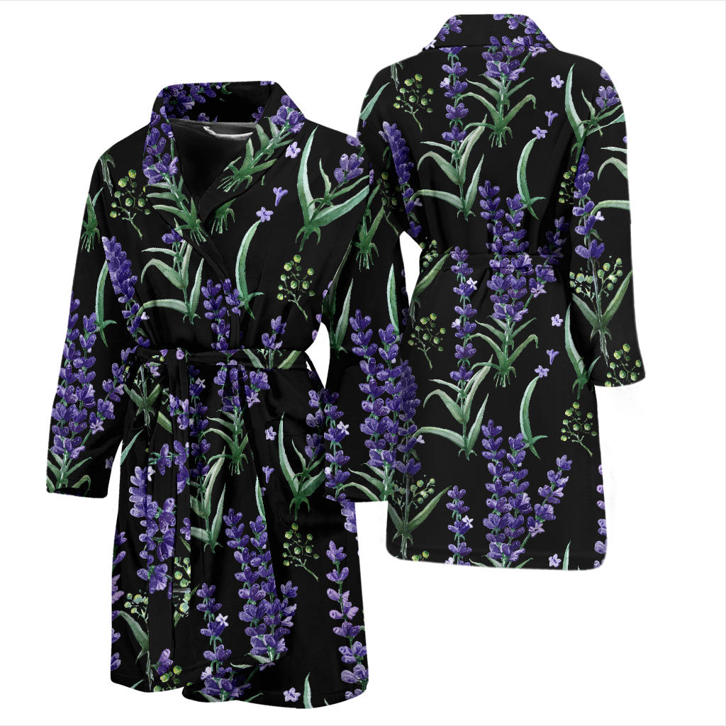 Lavender Pattern Print Design LV01 Men Bathrobe