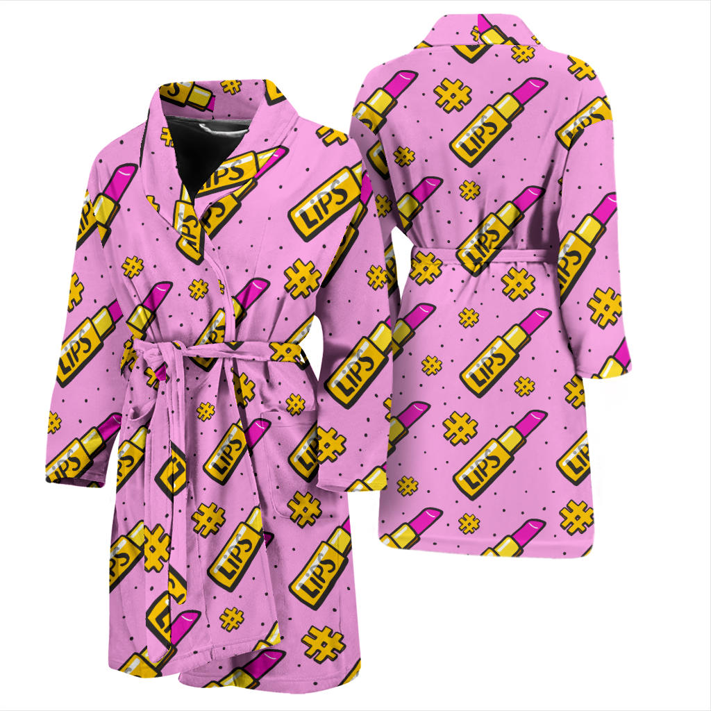 Lipstick Pattern Print Design LT03 Men Bathrobe