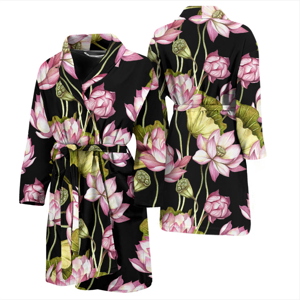Water Lily Pattern Print Design WL06 Men Bathrobe
