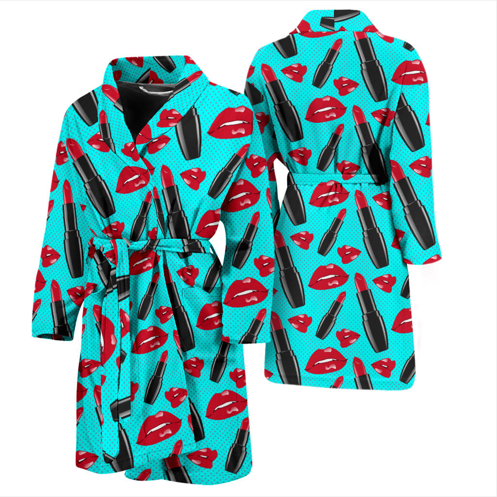Lipstick Pattern Print Design LT02 Men Bathrobe