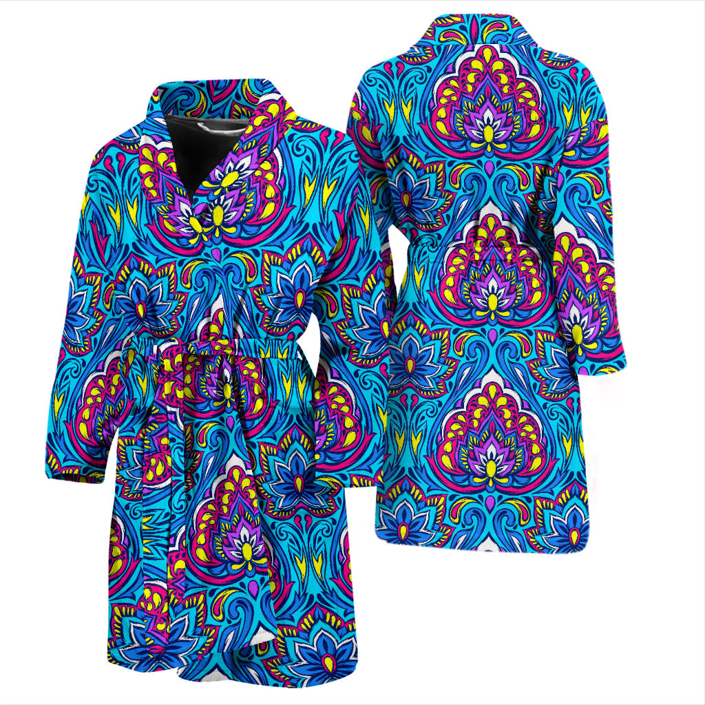 Lotus Boho Pattern Print Design LO010 Men Bathrobe