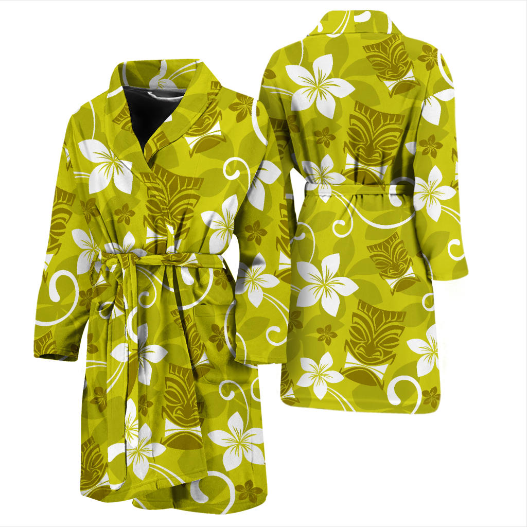 Hawaiian Themed Pattern Print Design H019 Men Bathrobe