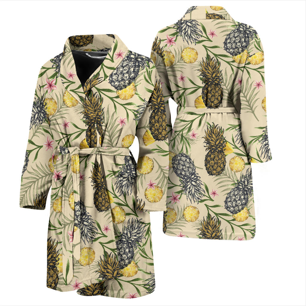 Pineapple Pattern Print Design PP012 Men Bathrobe