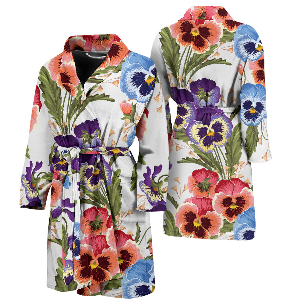 Pansy Pattern Print Design PS06 Men Bathrobe