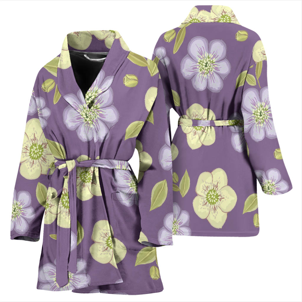 Anemone Pattern Print Design AM013 Women Bathrobe