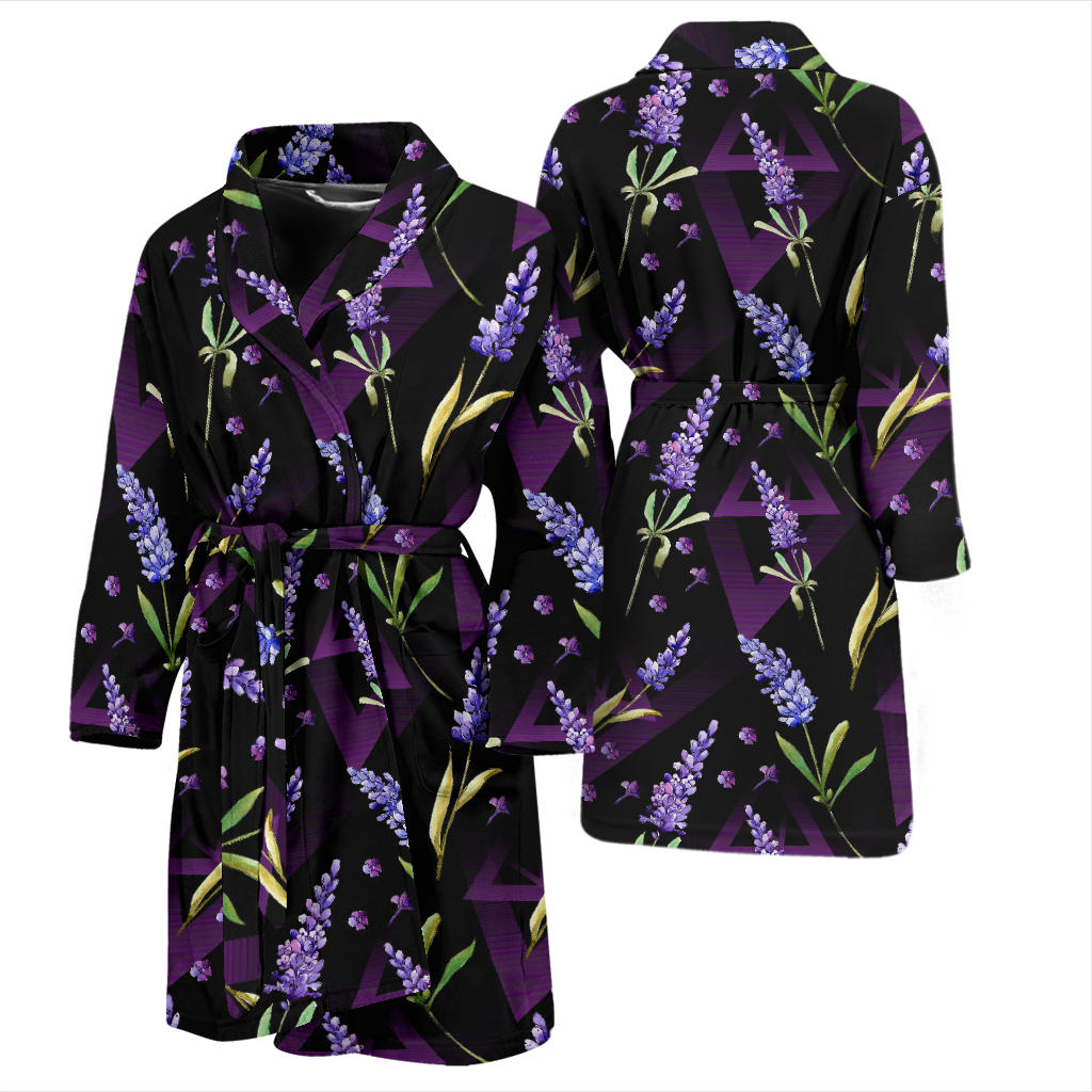 Lavender Pattern Print Design LV07 Men Bathrobe