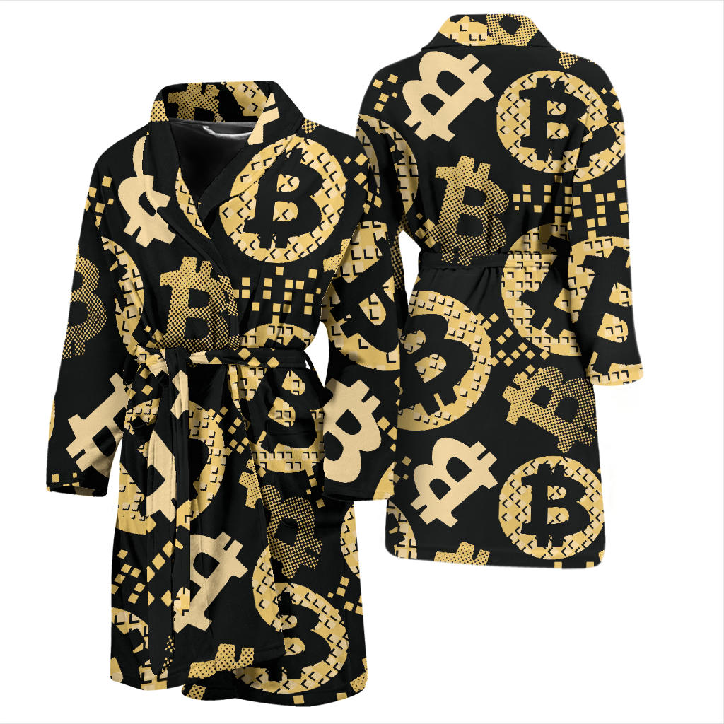 Bitcoin Pattern Print Design DO06 Men Bathrobe
