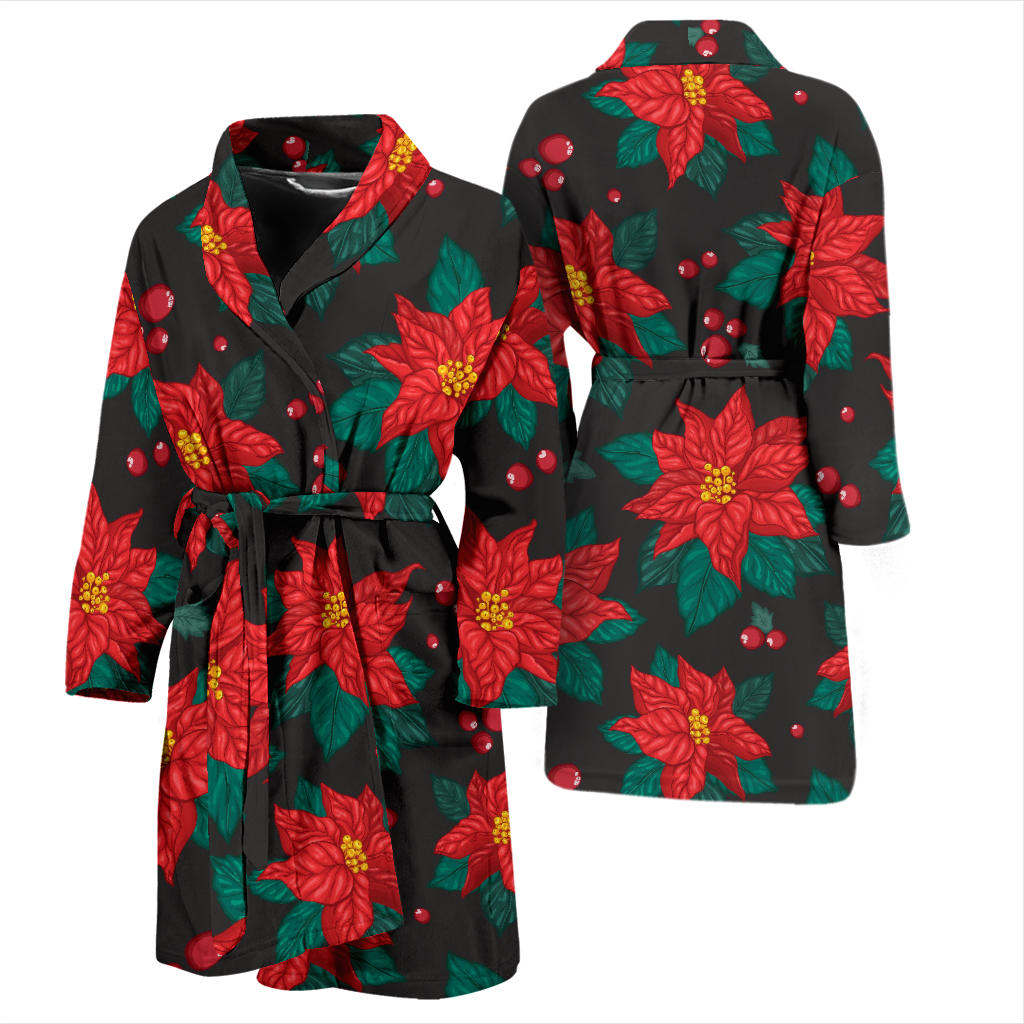 Poinsettia Pattern Print Design POT07 Men Bathrobe