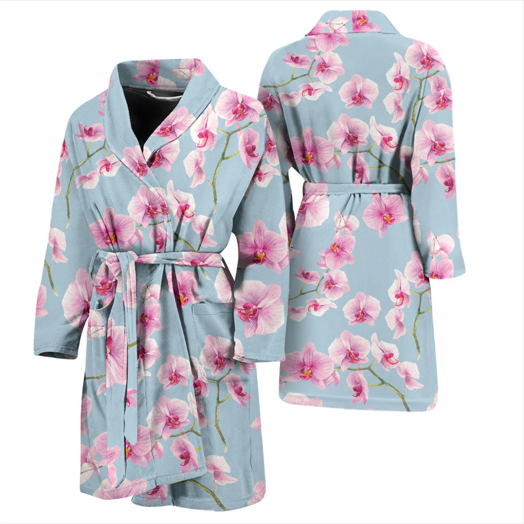 Orchid Pink Pattern Print Design OR01 Men Bathrobe