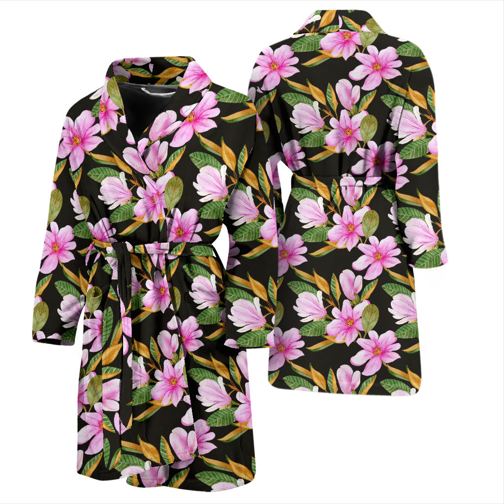 Magnolia Pattern Print Design MAG08 Men Bathrobe
