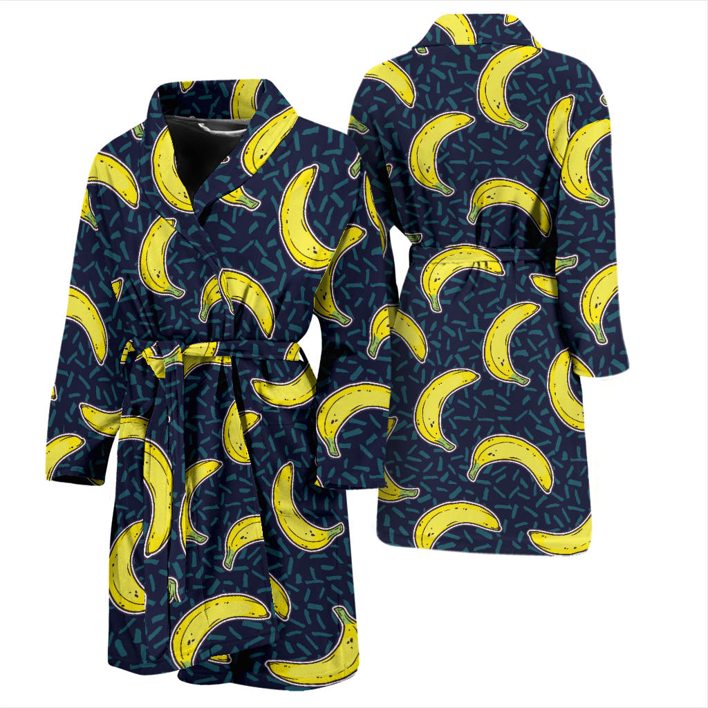 Banana Pattern Print Design BA09 Men Bathrobe