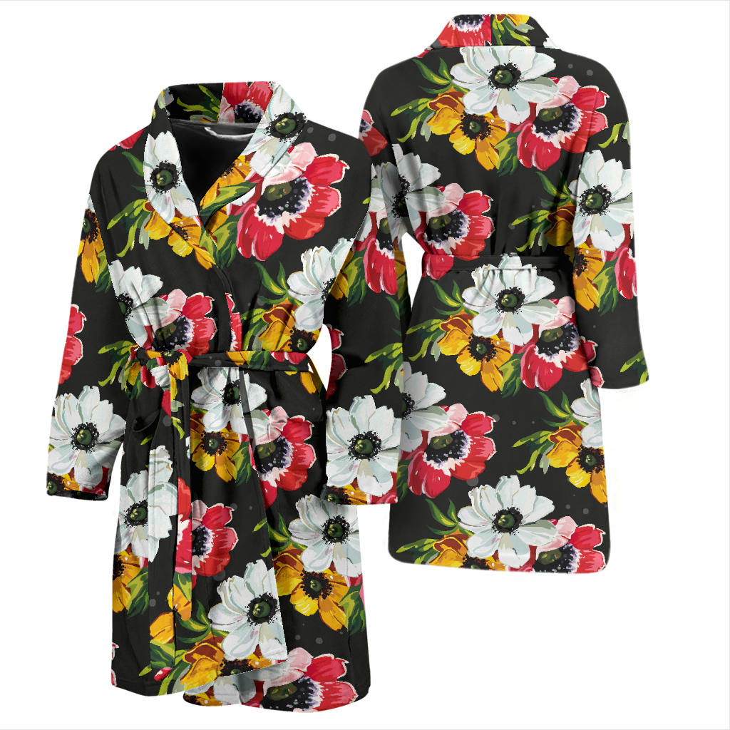Anemone Pattern Print Design AM07 Men Bathrobe
