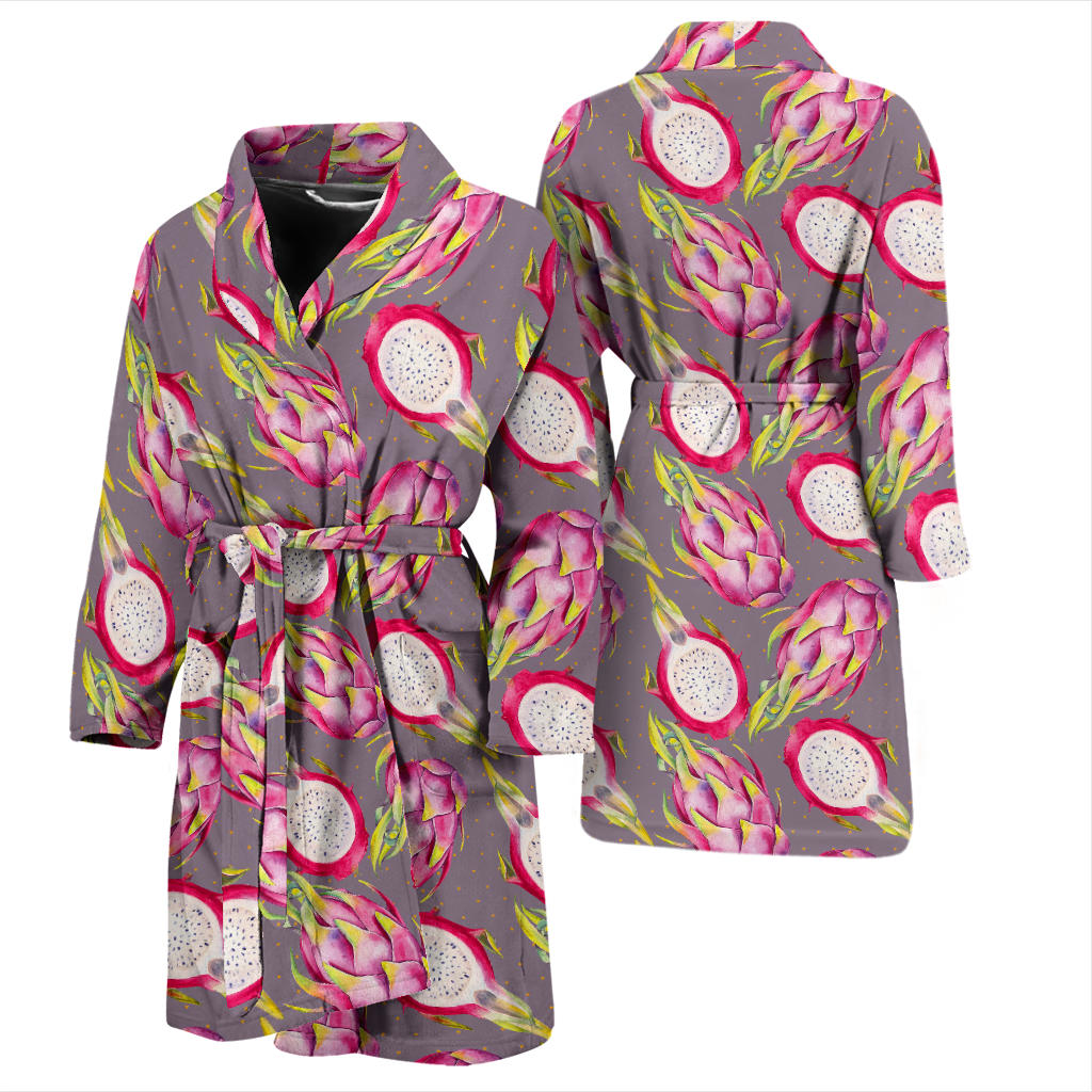 Dragonfruit Pattern Print Design DF03 Men Bathrobe