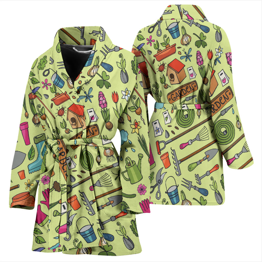 Gardening Pattern Print Design G02 Women Bathrobe