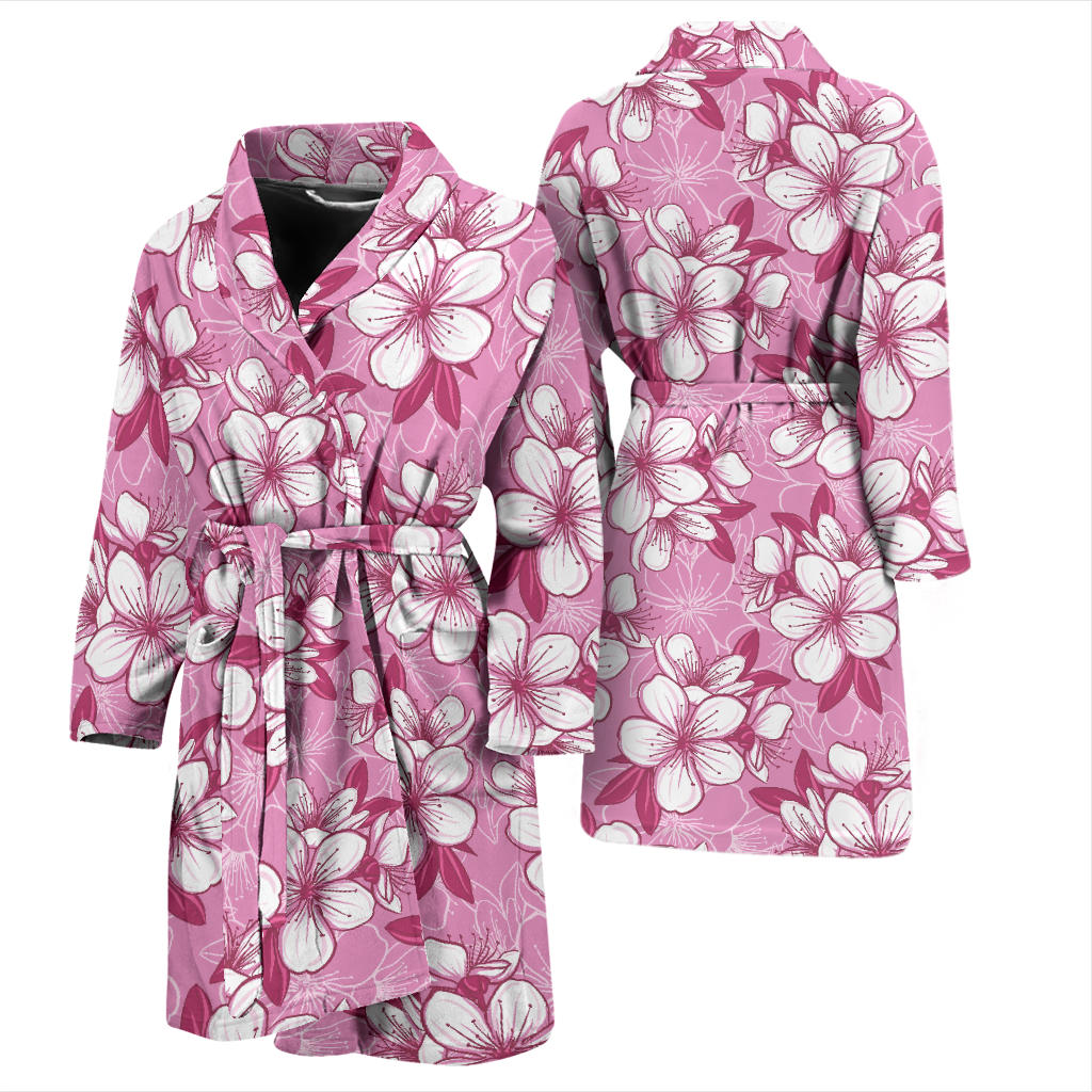 Cherry Blossom Pattern Print Design CB02 Men Bathrobe